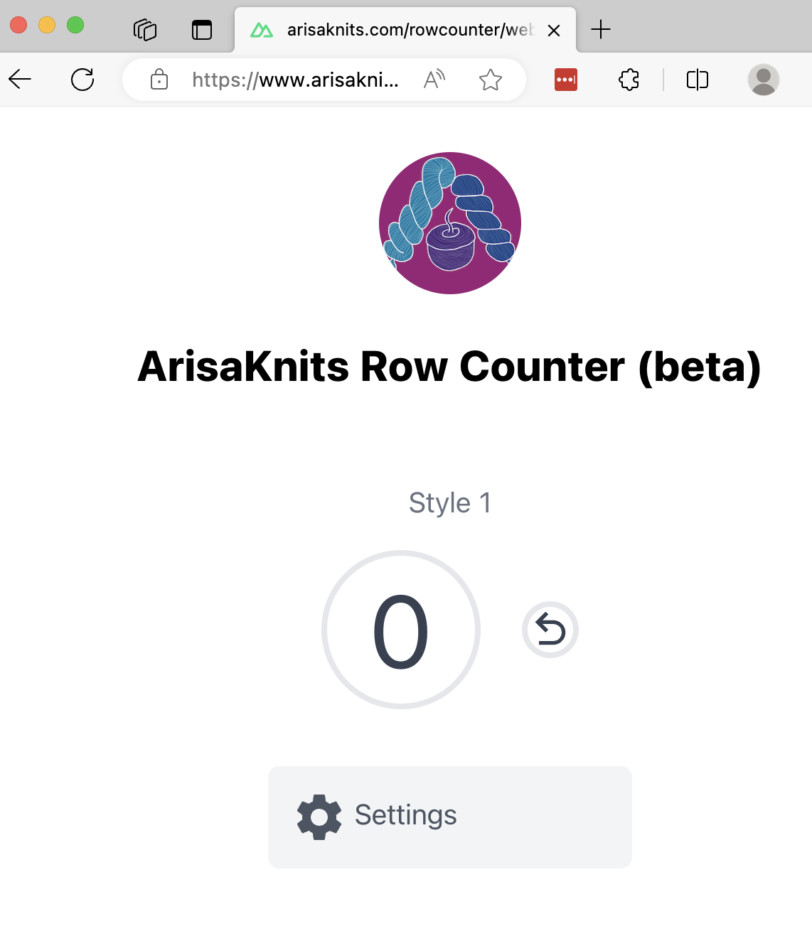 ArisaKnits Row Counter Web Version Screenshot